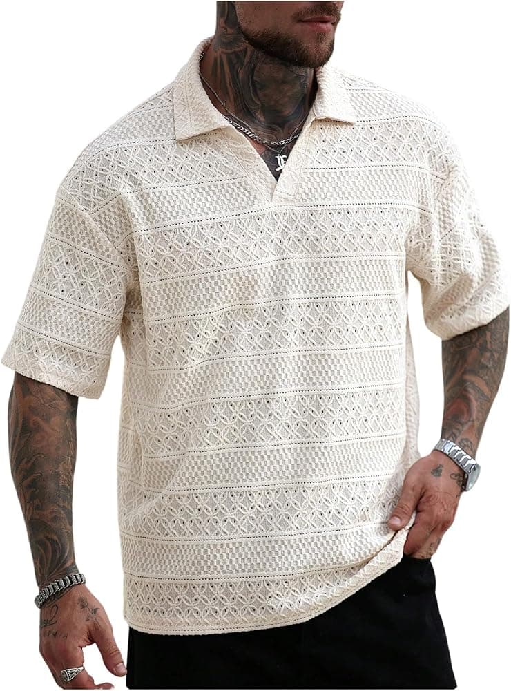 Eyelet Embroidered Short-Sleeve Polo — Cream
