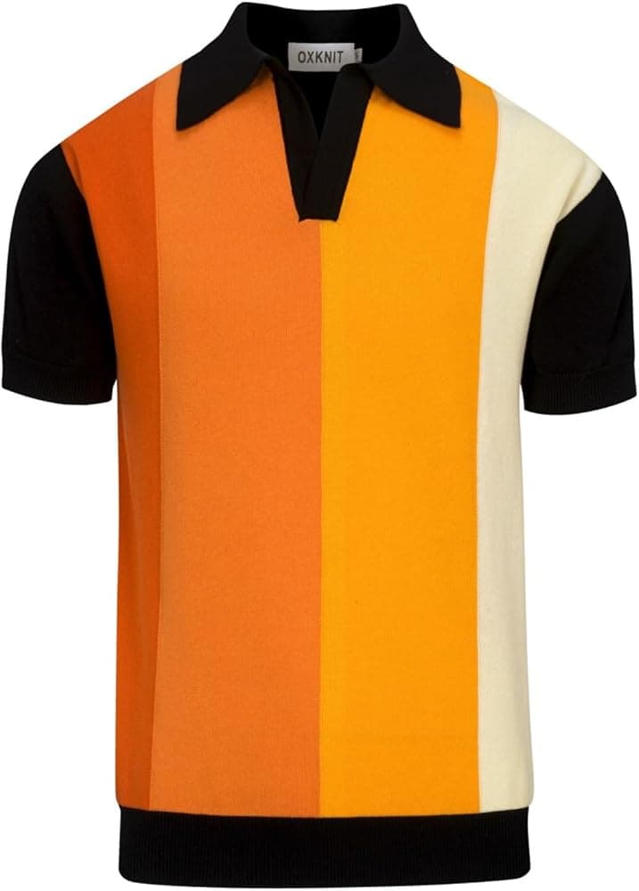 OXKNIT 1960s Vintage Gradient Stripe Knitted Polo